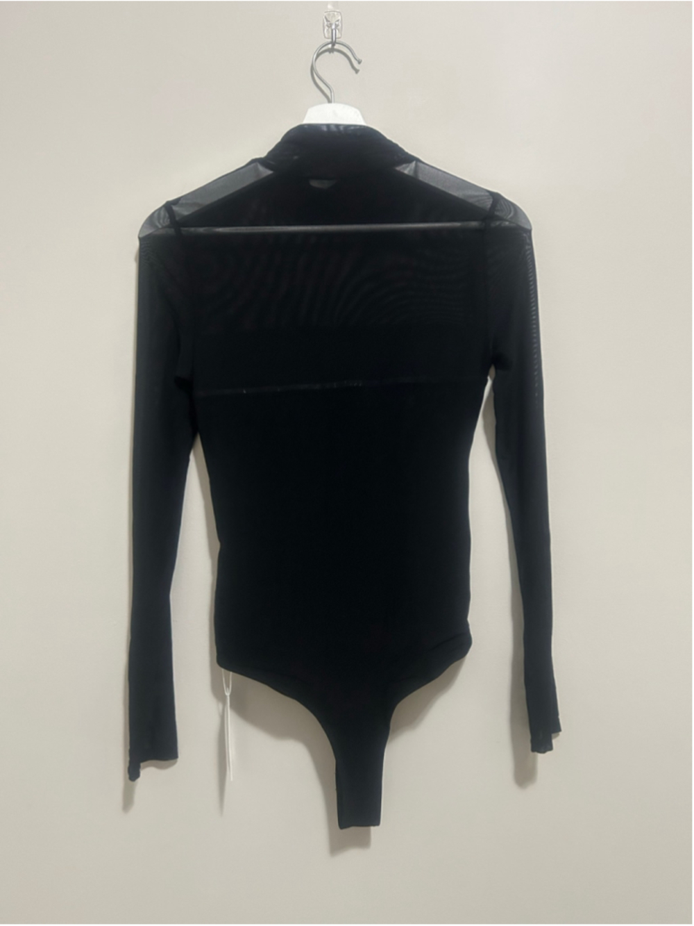 Women's Black Mesh Mock Neck Bodysuit Size M - Picture 4 of 7